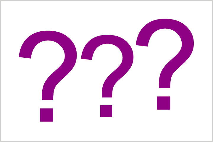 Purple question marks