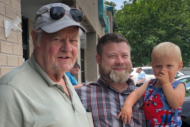 pancreatic cancer long-term survivor Earl Groce, his son and grandson
