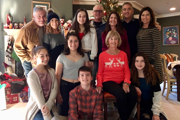 long-term pancreatic cancer survivor Diane Borrison and family