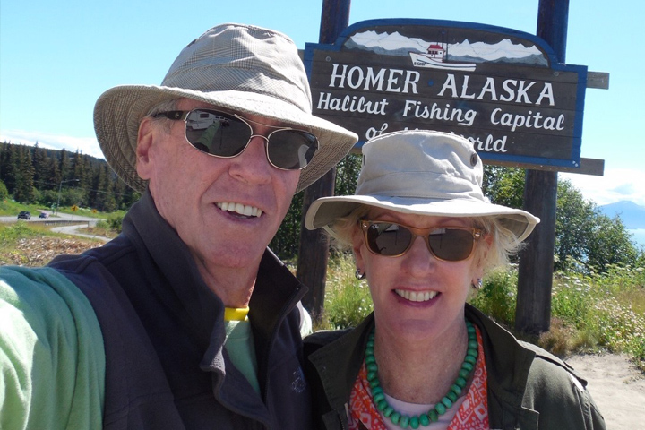 Pancreatic cancer survivor Gary Carmichael and his wife Floy on their trip to Alaska after