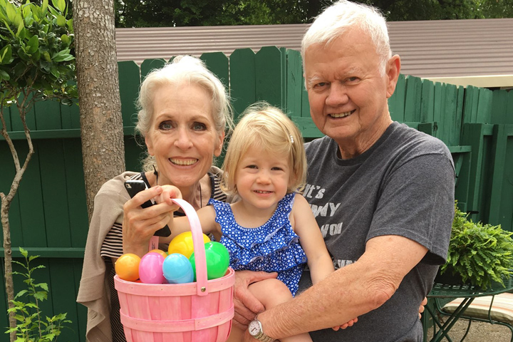 pancreatic cancer survivor Gene Waters, his wife, and granddaughter