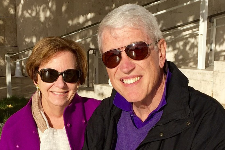 Pancreatic cancer patient John Sherry and his wife, in sunglasses