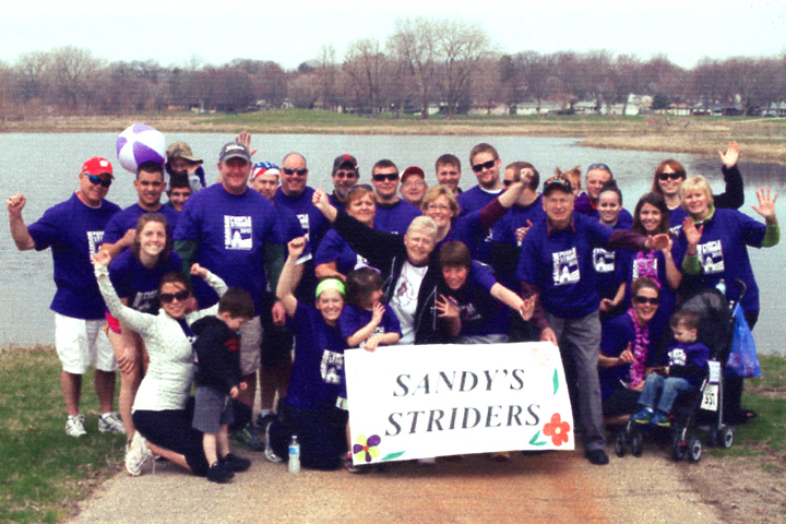 Pancreatic cancer survivor Sandra Wilke and her Purple Stride team