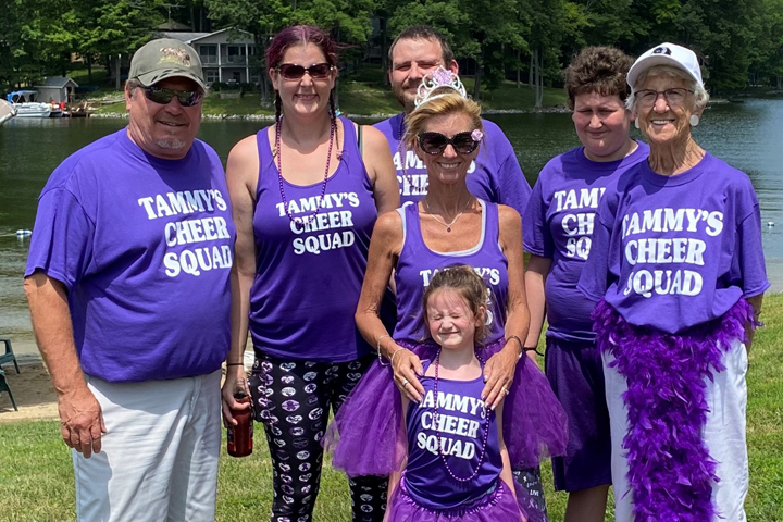 Pancreatic cancer patient Tammy Richardson and family at a fundraising walk