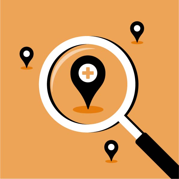 Magnifying glass signifying finding something on orange background