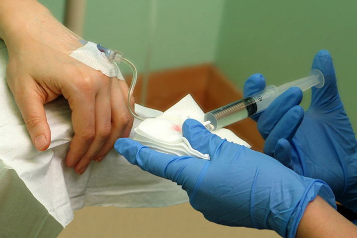 patient receiving chemotherapy injection