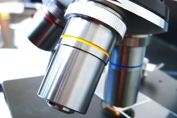 closeup of a microscope