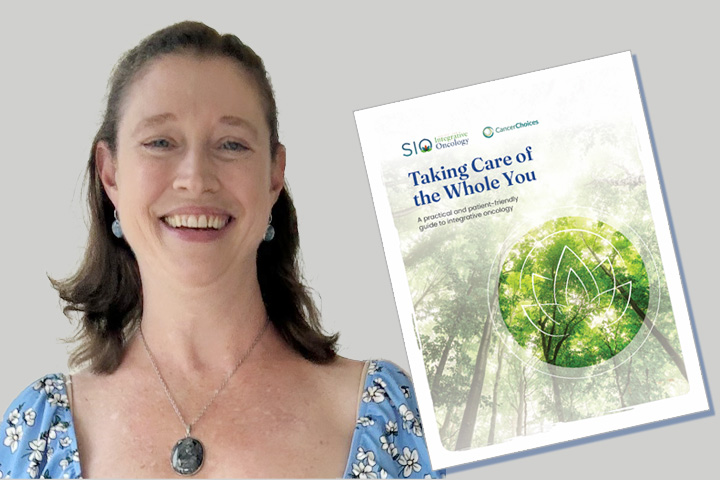 Terri Crudup and the cover of the Integrative Oncology book