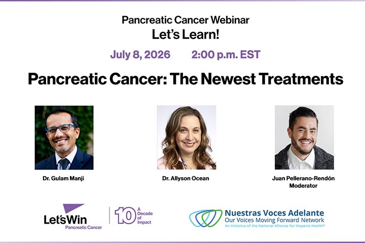 Cover image for the webinar about new treatments with the title. time, and photos of the speakers, a male doctor with glasses, a female doctor with long hair, and the moderator, a young man with a beard.